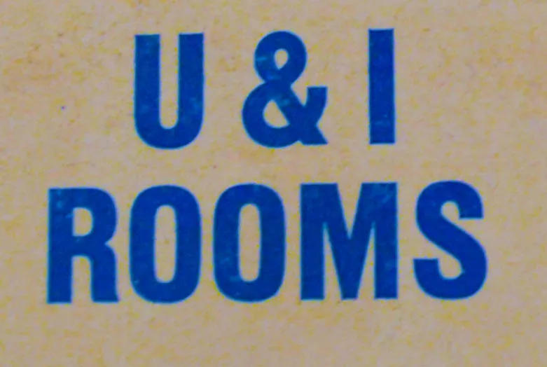 U&I Rooms Matchbook Image. (Photo by Heather Branstetter, with thanks to John Hansen)