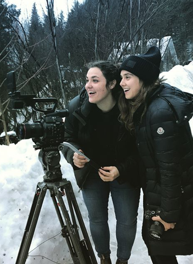 Isabel Bethencourt and Delaney Buffett with a camera